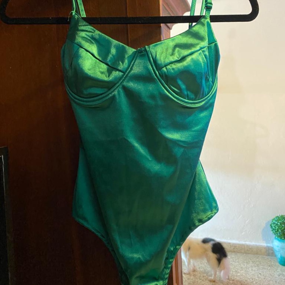 Emerald Satin Bodysuit